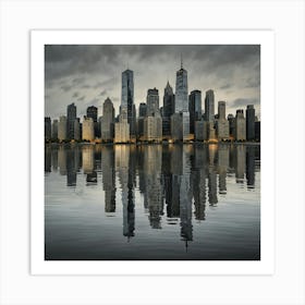 Cityscape Reflected In Water Art Print