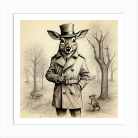 Deer In A Coat 2 Art Print