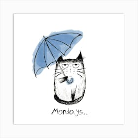 Mondays Cat Art Print