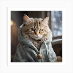 Cat In A Robe Art Print
