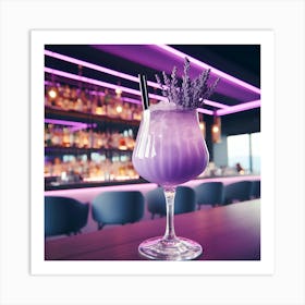 glass of lavender cocktail Art Print