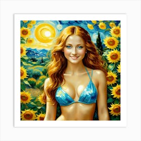 Sunflower Girljokj Art Print