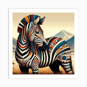 Tribal African Art zebra 3 Art Print