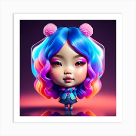 Asian Girl With Colorful Hair Art Print