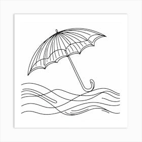 One line, An umbrella, Picasso style 3 Art Print