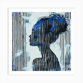 Blue Lines - Silhouette Indigo Art Print