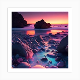 Sunset At The Beach Art Print