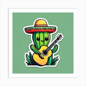 Cactus With Guitar 14 Art Print