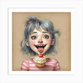 Girl With A Cupcake 1 Art Print