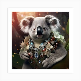 Bejewelled Koala bear, not just cute and cuddly, she has a great sense of style too! Art Print