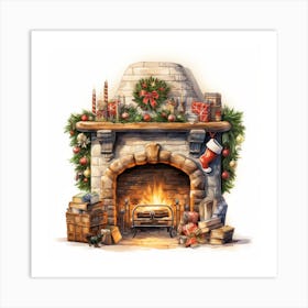 Christmas Fireplace 3 Art Print