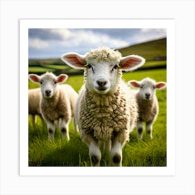 Nature Wool Farm Animal Herd Countryside Grass Sheep Mammal Green Landscape Farming Meado (3) Art Print