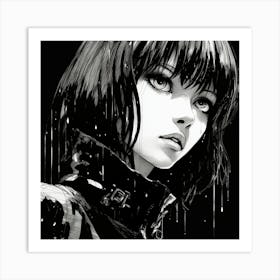 Girl In Rain Art Print