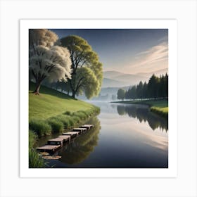 Lake With Trees Art Print