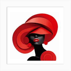 Black Woman In Red Hat 4 Art Print