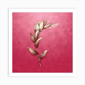 Vintage Treacleberry Botanical in Gold on Viva Magenta Art Print