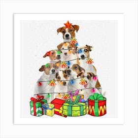 Fun Jack Russell Terrier Christmas Tree Lights Pet Dog Lover Art Print