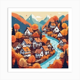 Autumn Village 37 Art Print