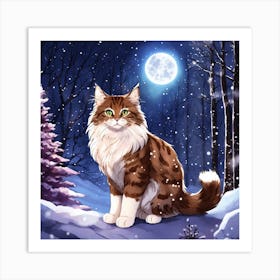 Cat In The Snow Art Print