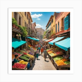 Fruit And Vegetable Market In Morocco Art Print Art Print