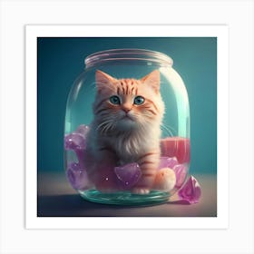 Cat In A Jar Art Print