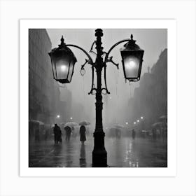 Street Lamp In The Rain Art Print