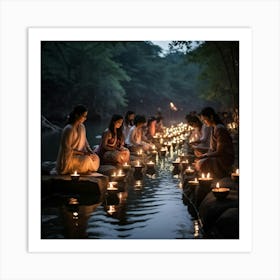 A Spiritual Light Festival Imbued With The Essence Of Faith Glow Of Sacred Lanterns Adorning An Anc (5) Art Print