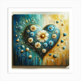 Heart shaped flowers acrylic art 4 Art Print