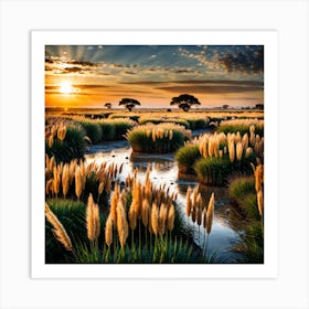 Sunset In The Savannah Art Print