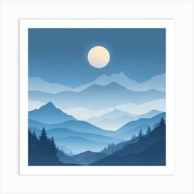 Misty mountains background in blue tone 10 Art Print