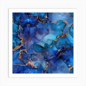 Abstract Blue And Gold Art Print