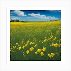 Yellow Flowers In A Field 21 Art Print