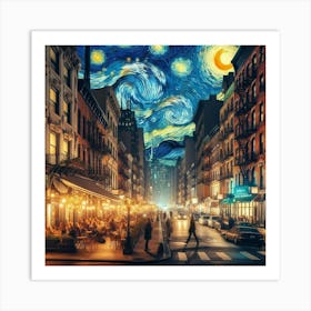 Starry Night In New York City Art Print