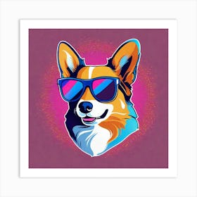 Corgi With Sunglasses Art Print