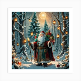 Santa Claus In The Forest Art Print