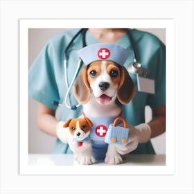 Beagle Dog Nurse~Reimagined Art Print