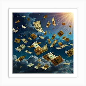 Money Flying In The Sky Art Print