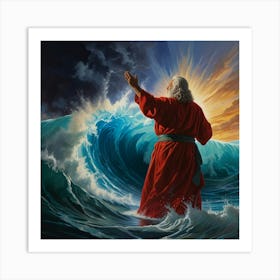 Jesus In The Waves Art Print