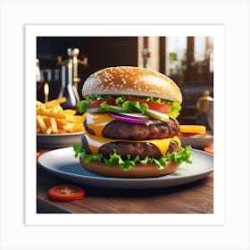 Hamburger And Fries 30 Art Print