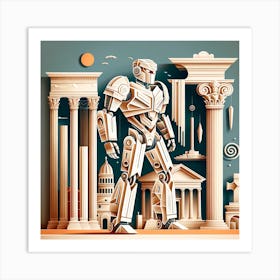 Robot In The City Art Print