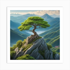 Tree On Top Of Mountain 9 Art Print