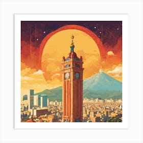 City With A Clock Tower Art Print