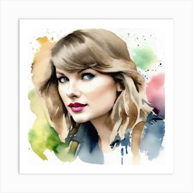 Watercolor Portrait Of Taylor Swift Art Print