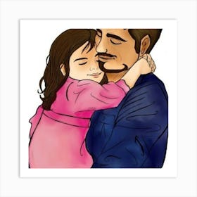 Father And Daughter Hugging 2 Art Print