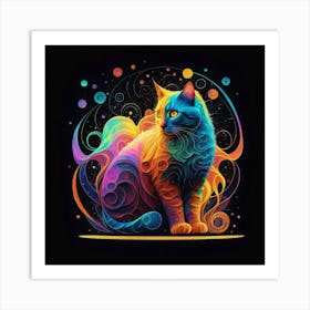 Psychedelic Cat Art Print