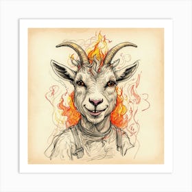 Goat On Fire 10 Art Print