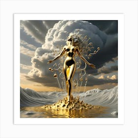 Golden Woman In Water Art Print