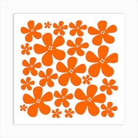 Orange flowers pattern Art Print