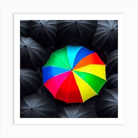 Rainbow Umbrella Art Print