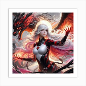 Girl With A Dragon 2 Art Print